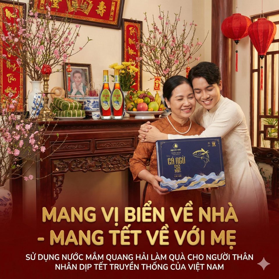 Hộp quà Tết nước mắm Cá Ngừ 56 độ đạm của Quang Hải
