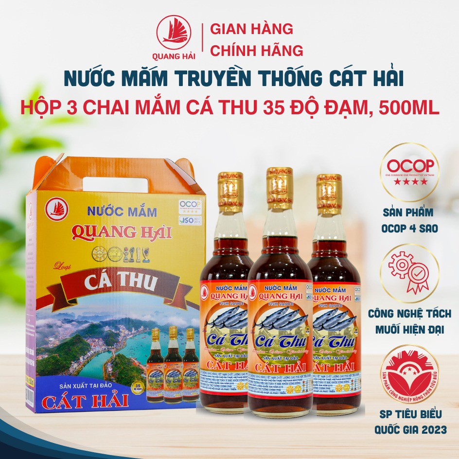 Nước Mắm Cốt Cá Thu 35ºN – Hộp 3 Chai 500ml