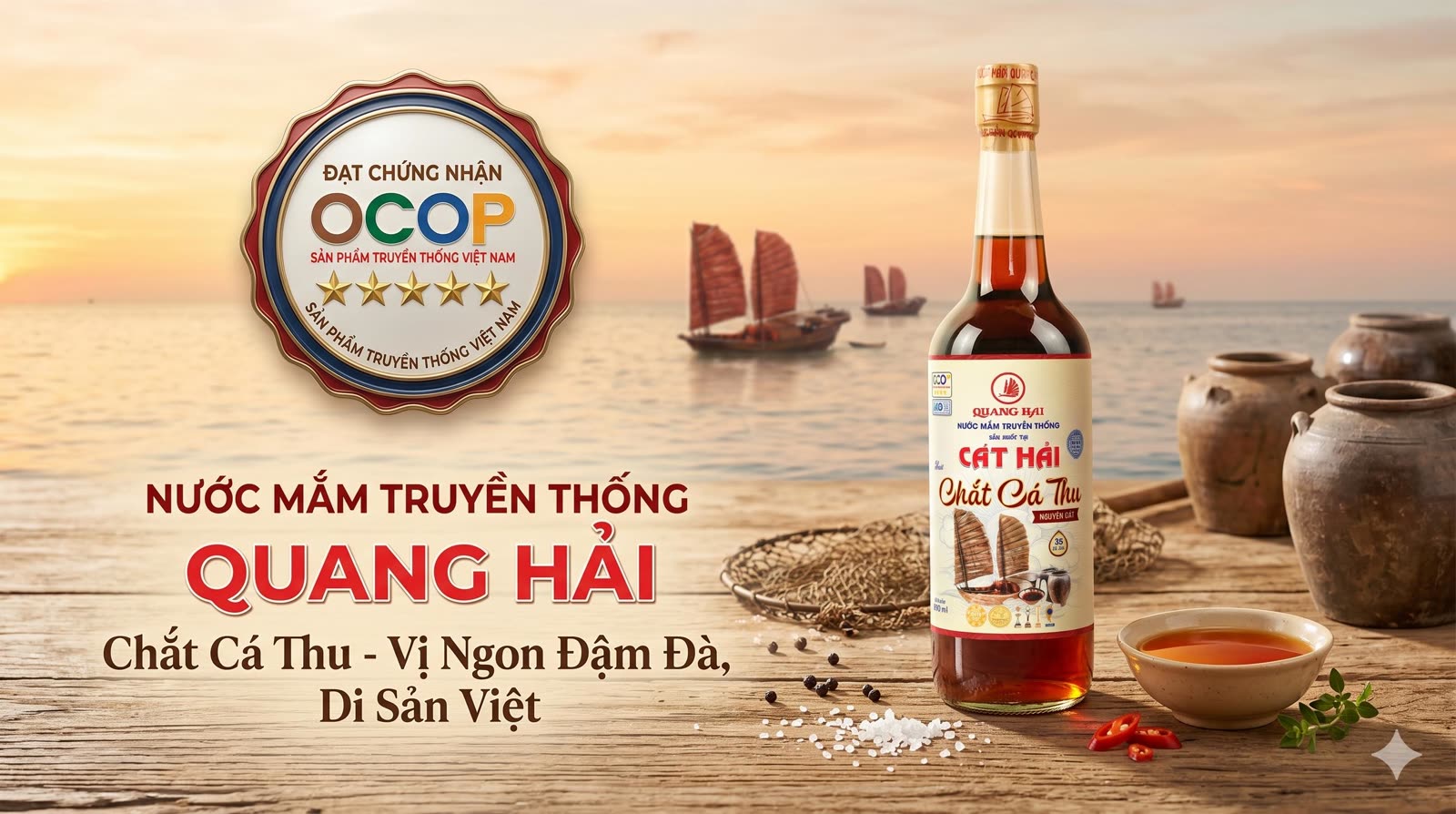 Nước mắm Chắt Cá Thu Quang Hải đạt chứng nhận OCOP 5 sao