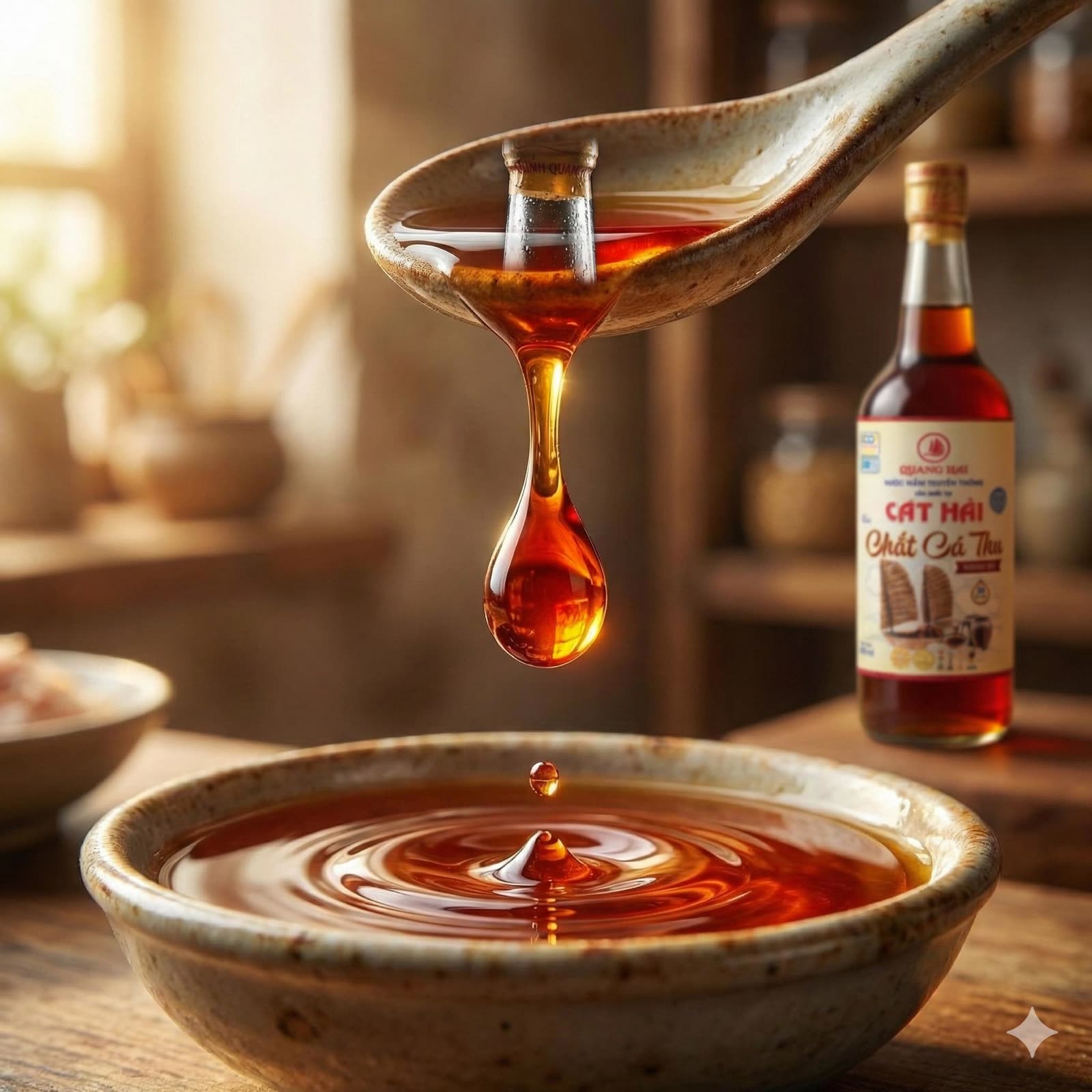 Giọt nước mắm cốt màu cánh gián — minh họa