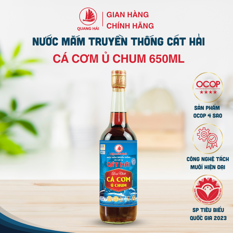 Chai nước mắm Chắt Cá Cơm Ủ Chum 29ºN Quang Hải