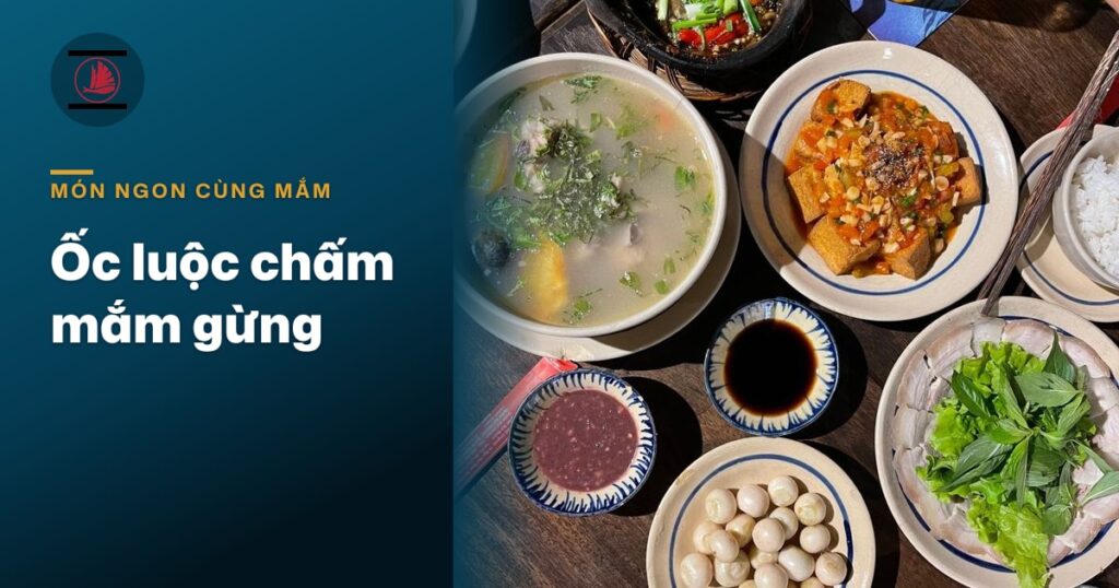 “Ốc luộc chấm mắm gừng: pha bát chấm cay thơm đúng vị”