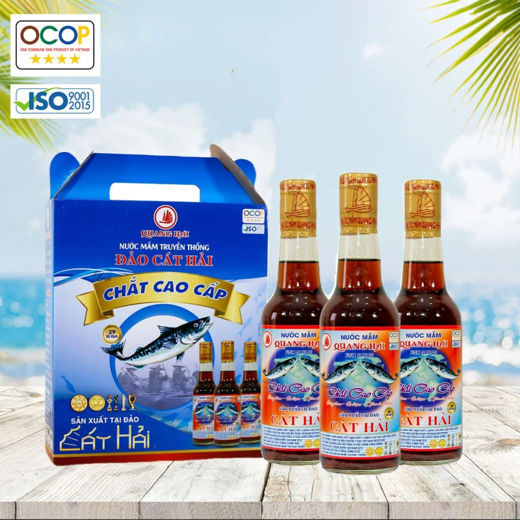 Hộp 3 chai nước mắm Đảo Cát Hải Quang Hải